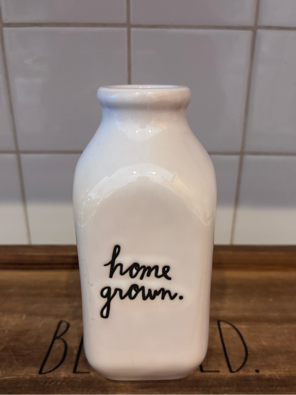 Rae Dunn White Ceramic 'home grown' Vase/Milk Jug
